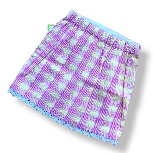 Sixth Alice Girls Skirt Size 5 Plaid Preppy Lace Trim Pink Yellow Seersucker NEW - Picture 4 of 4